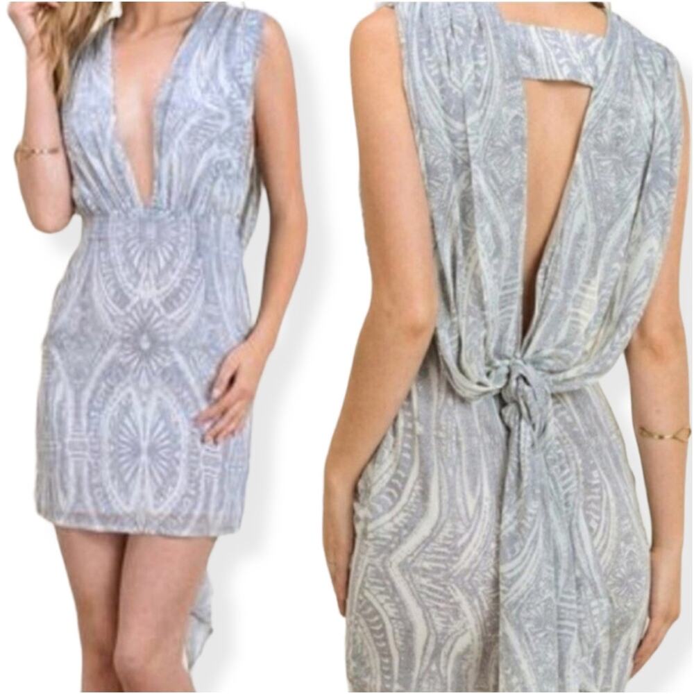Dress Forum Eien Bow Tie Plunging Neckline Dress